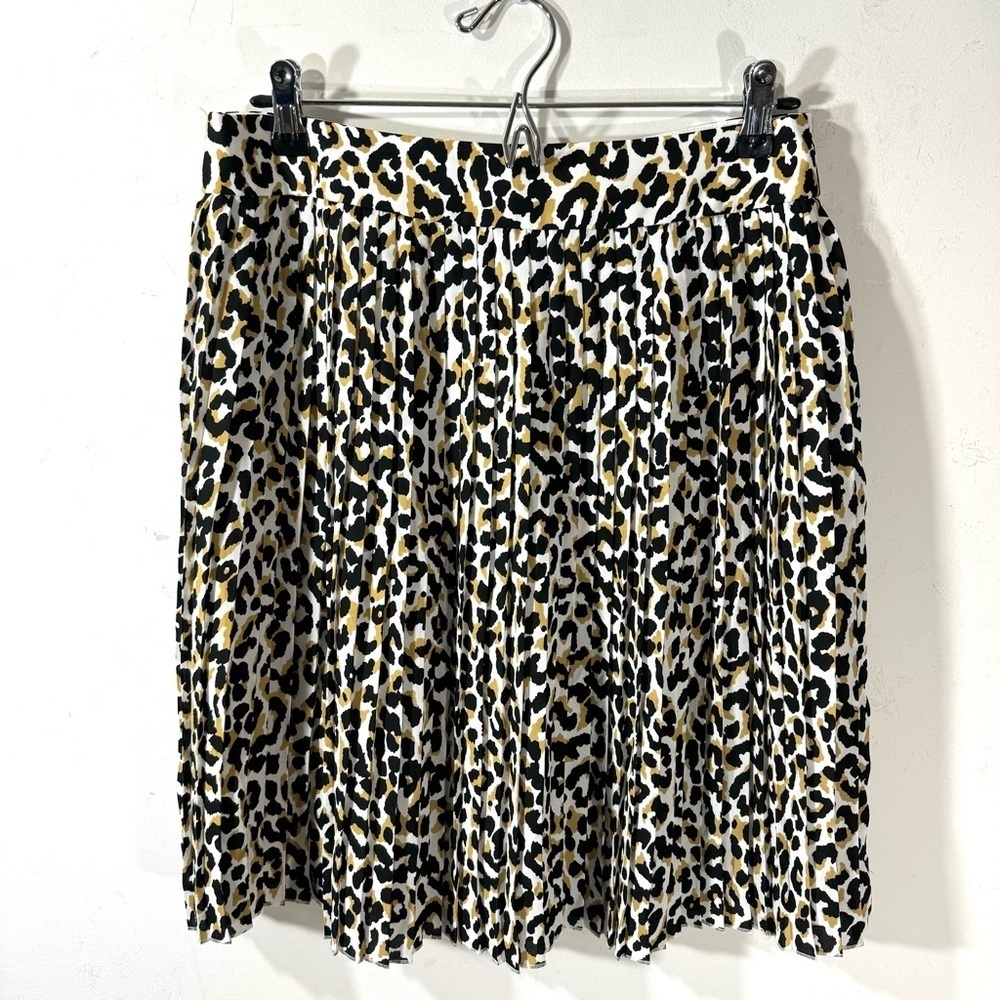 J Crew Factory Leopard print pleated mini skirt NWT